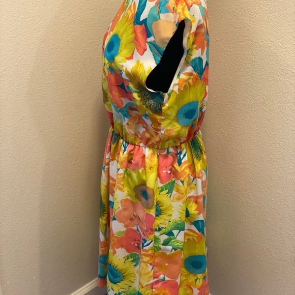 2 FOR $20 J TAYLOR SUNFLOWER DRESS BRIGHT FLORAL A LINE - Picture 3 of 6